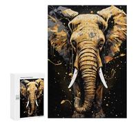 300 PCS Jigsaw Puzzle for Teenagerss Elephant Golden Splatter Jigsaw for Adults Fun Games But Fun And Humorous Unique Birthday And Xmas Gifts 300 PCS