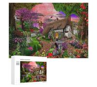 300 PCS Jigsaw Puzzle for Teenagerss Enchanted Cottage Garden Scene Jigsaws for Adults Fun Games Birthday Present Unique Birthday And Xmas Gifts 300 PCS