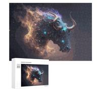 300 PCS Jigsaw Puzzle for Teenagerss Galactic Bull Cosmic Artwork Jigsaws for Adults Fun Games Birthday Present Unique Birthday And Xmas Gifts 300 PCS