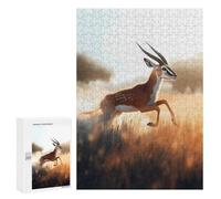 300 PCS Jigsaw Puzzle for Teenagerss Gazelle Leaping at Sunset Jigsaw for Adults Fun Games But Fun And Humorous Unique Birthday And Xmas Gifts 300 PCS