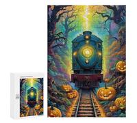 300 PCS Jigsaw Puzzle for Teenagerss Halloween Train Through The Woods Jigsaws for Adults Fun Games Birthday Present Unique Birthday And Xmas Gifts 300 PCS