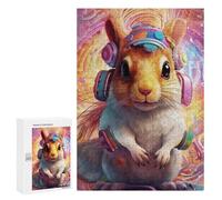 300 PCS Jigsaw Puzzle for Teenagerss Hamster DJ in Colorful Lights Jigsaws for Adults Fun Games Birthday Present Unique Birthday And Xmas Gifts 300 PCS