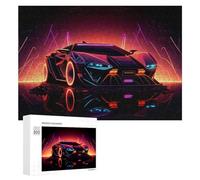 300 PCS Jigsaw Puzzle for Teenagerss Neon Future Car Artwork -1 Jigsaws for Adults Fun Games Birthday Present Unique Birthday And Xmas Gifts 300 PCS