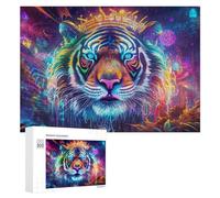 300 PCS Jigsaw Puzzle for Teenagerss Neon Tiger A Vibrant Digital Artwork Jigsaws for Adults Fun Games Birthday Present Unique Birthday And Xmas Gifts 300 PCS