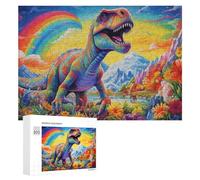 300 PCS Jigsaw Puzzle for Teenagerss Rainbow Dinosaur Paradise Jigsaws for Adults Fun Games Birthday Present Unique Birthday And Xmas Gifts 300 PCS
