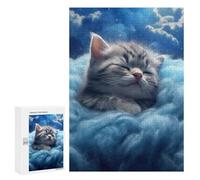 300 PCS Jigsaw Puzzle for Teenagerss Sleeping Cloud Kitten Jigsaws for Adults Fun Games Birthday Present Unique Birthday And Xmas Gifts 300 PCS