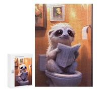 300 PCS Jigsaw Puzzle for Teenagerss Sloth Reading on Toilet Funny Teenagers Puzzles Fun Games Analysis And Logic Christmas Birthday Gifts 300 PCS