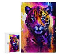 300 PCS Jigsaw Puzzle for Teenagerss Vibrant Leopard Portrait -1 Teenagers Puzzles Fun Games Analysis And Logic Christmas Birthday Gifts 300 PCS