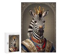 300 PCS Jigsaw Puzzle for Teenagerss Zebra King Portrait Jigsaw for Adults Fun Games But Fun And Humorous Unique Birthday And Xmas Gifts 300 PCS