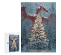300 PCS Jigsaw Puzzle Magical Winter Dragons Jigsaw for Teenagers Hand Speed Race Wishlist with Santa Claus Toys Educational Games 300 PCS