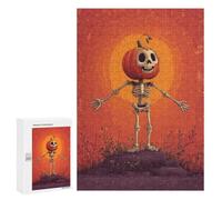 300 PCS Jigsaw Puzzle Pumpkin Head Skeleton Art Print Jigsaw for Teenagers Hand Speed Race Wishlist with Santa Claus Toys Educational Games 300 PCS