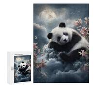 300 PCS Jigsaw Puzzle Sleeping Panda in Moonlit Garden Jigsaw for Teenagers Hand Speed Race Wishlist with Santa Claus Toys Educational Games 300 PCS