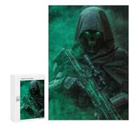 300 PCS Jigsaw Puzzle Stealth Assassin with Green Glowing Eyes Jigsaw for Teenagers Hand Speed Race Wishlist with Santa Claus Toys Educational Games 300 PCS