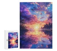300 PCS Jigsaw Puzzle Sunset Reflections on Water Jigsaw for Teenagers Hand Speed Race Wishlist with Santa Claus Toys Educational Games 300 PCS