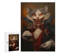 300 PCS Jigsaw Puzzle Vampire Cat with Wine Glass-5 Jigsaw for Teenagers Hand Speed Race Wishlist with Santa Claus Toys Educational Games 300 PCS