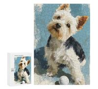 300 PCS Jigsaw Puzzles Adorable Yorkshire Terrier with Golf Ball Jigsaws for Adults Puzzle For Family Fun Difficult And Challenge Educational Family Game 300 PCS