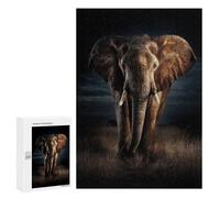 300 PCS Jigsaw Puzzles African Elephant in Grassland Adult Jigsaw Puzzles Enhance Memory Educational Challenge Toys Educational Games 300 PCS