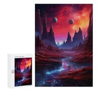 300 PCS Jigsaw Puzzles Alien Landscape with River Jigsaw for Teenagerss Precision Cutting Fun Activities at Home Challenging Game And Family Play 300 PCS