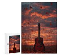 300 PCS Jigsaw Puzzles- Autumn Guitar Sunset Puzzle For Teenagers Family Activities for Birthday, Chrismas Unique Birthday And Gifts 300 PCS