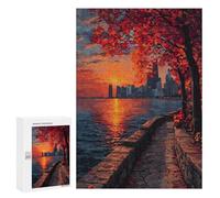 300 PCS Jigsaw Puzzles Autumn Sunset in City-1 Adult Jigsaw Puzzles Enhance Memory Educational Challenge Toys Educational Games 300 PCS