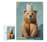 300 PCS Jigsaw Puzzles Bear with Toilet Paper on Head Jigsaws for Adults Puzzle For Family Fun Difficult And Challenge Educational Family Game 300 PCS
