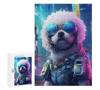 300 PCS Jigsaw Puzzles Bichon Frise Cyberpunk Jigsaw for Adults Fun Games Perfect Decoration Unique Gifts for Birthday And Christmas 300 PCS