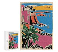 300 PCS Jigsaw Puzzles- Capri Coastline Illustration Jigsaw for Adults Relaxing Games Staycation Kill Time Deal As Gifts for The Whole Family 300 PCS
