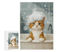 300 PCS Jigsaw Puzzles Cat in A Bubble Bath Jigsaw Puzzles for Teenagerss But Fun And Humorous Every Piece Is Unique - Learning Educational Toys 300 PCS