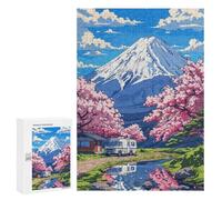 300 PCS Jigsaw Puzzles Cherry Blossom Mountain Retreat Adult Jigsaw Puzzles Enhance Memory Educational Challenge Toys Educational Games 300 PCS