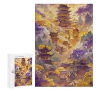 300 PCS Jigsaw Puzzles Chinese Temple in Clouds Adult Jigsaw Puzzles Enhance Memory Educational Challenge Toys Educational Games 300 PCS