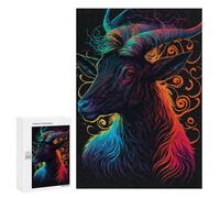300 PCS Jigsaw Puzzles Colorful Goat Wall Art Print Jigsaws for Adults Anti-Stress Toys Staycation Kill Time Parent-child Interaction 300 PCS