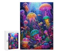300 PCS Jigsaw Puzzles Colorful Jellyfish Underwater Scene Puzzles for Teenagers Enhance Memory Difficult And Challenge Brainteaser Family Games 300 PCS