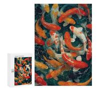 300 PCS Jigsaw Puzzles Colorful Koi Fish Painting-9 Puzzles for Teenagers Enhance Memory Difficult And Challenge Brainteaser Family Games 300 PCS