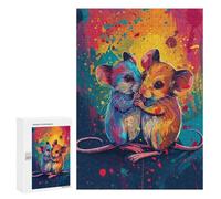 300 PCS Jigsaw Puzzles Colorful Mouse Art Print-6 Adult Jigsaw Puzzles Enhance Memory Educational Challenge Toys Educational Games 300 PCS