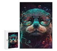 300 PCS Jigsaw Puzzles Colorful Otter with Glasses Jigsaw for Teenagerss Precision Cutting Fun Activities at Home Challenging Game And Family Play 300 PCS