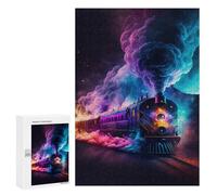 300 PCS Jigsaw Puzzles Colorful Steam Train Journey Jigsaw for Adults Fun Games Perfect Decoration Unique Gifts for Birthday And Christmas 300 PCS
