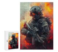 300 PCS Jigsaw Puzzles Combat Soldier with Rifle Jigsaws for Adults Puzzle For Family Fun Difficult And Challenge Educational Family Game 300 PCS