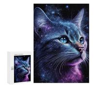 300 PCS Jigsaw Puzzles Cosmic Cat Galaxy Art Print-2 Adult Jigsaw Puzzles Enhance Memory Educational Challenge Toys Educational Games 300 PCS