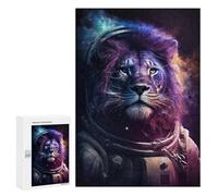 300 PCS Jigsaw Puzzles Cosmic Lion Astronaut Art Print Jigsaw Puzzles for Teenagerss But Fun And Humorous Every Piece Is Unique - Learning Educational Toys 300 PCS