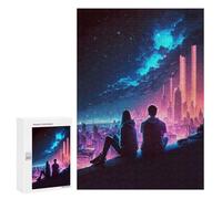 300 PCS Jigsaw Puzzles Couple Stargazer City Jigsaw for Teenagerss Precision Cutting Fun Activities at Home Challenging Game And Family Play 300 PCS