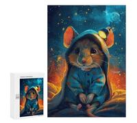 300 PCS Jigsaw Puzzles Cozy Mouse in Starry Night Jigsaw Puzzles for Teenagers Stress Reliever Train Your Brain And Hands Learning Educational Toys 300 PCS