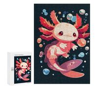 300 PCS Jigsaw Puzzles Cute Axolotl with Bubbles Jigsaw Puzzles for Teenagerss But Fun And Humorous Every Piece Is Unique - Learning Educational Toys 300 PCS