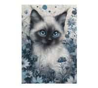 300 PCS Jigsaw Puzzles Cute Whimsical Siamese Cat Adult Jigsaw Puzzle Hands-on Game Hand Speed Race Unique Gifts for Birthday And Christmas 300 PCS