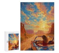 300 PCS Jigsaw Puzzles Desert Sunset Drive Jigsaws for Adults Puzzle For Family Fun Difficult And Challenge Educational Family Game 300 PCS