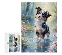 300 PCS Jigsaw Puzzles Dog in Flowered Stream Jigsaws for Adults Anti-Stress Toys Staycation Kill Time Parent-child Interaction 300 PCS
