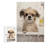 300 PCS Jigsaw Puzzles Doggie in The Bath Pet Jigsaw for Adults Fun Games Perfect Decoration Unique Gifts for Birthday And Christmas 300 PCS