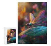 300 PCS Jigsaw Puzzles Dragonfly on Leaf Jigsaw for Adults Fun Games Perfect Decoration Unique Gifts for Birthday And Christmas 300 PCS