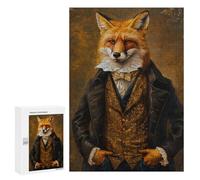 300 PCS Jigsaw Puzzles Elegant Fox Gentleman Portrait Puzzles for Teenagers Enhance Memory Difficult And Challenge Brainteaser Family Games 300 PCS