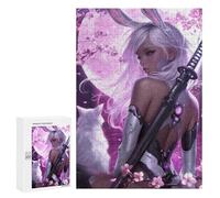 300 PCS Jigsaw Puzzles Fantasy Bunny Warrior with Sword Adult Jigsaw Puzzles Enhance Memory Educational Challenge Toys Educational Games 300 PCS