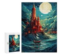 300 PCS Jigsaw Puzzles Fantasy Castle by Moonlight Adult Jigsaw Puzzles Enhance Memory Educational Challenge Toys Educational Games 300 PCS